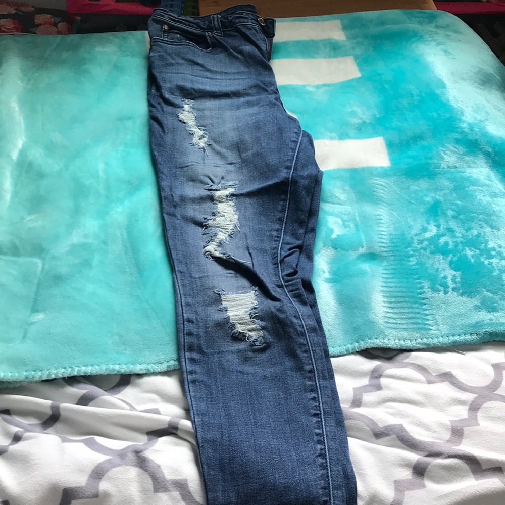 J-Lo high raise skinny ripped jeans